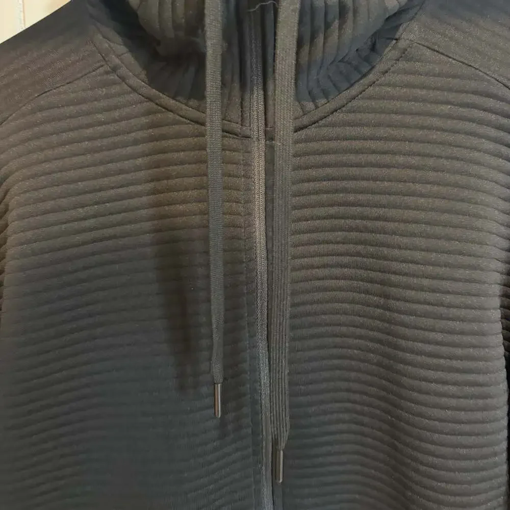 Nike Women's Dri-Fit Ribbed Full-Zip Hoodie Black - Picture 2 of 3